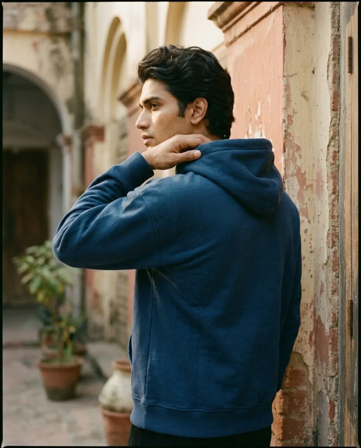 Made from Memory hoodie, deep indigo — back